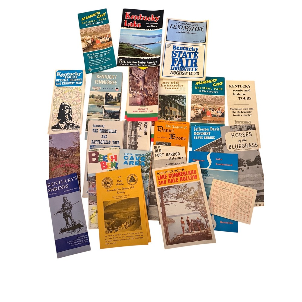 Vintage Kentucky Travel Brochure Lot 1969 Mammoth Cave State Fair‎ Maps Ephemera